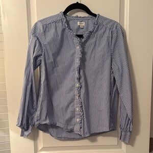 J. Crew Factory Blue Striped Blouse